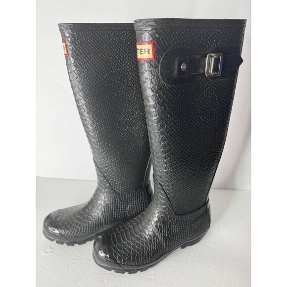 NEW Hunter Hunter Carnaby Boa Snake Rain Boots Black EU 35 36 US 5 UK 3 - Picture 9 of 12